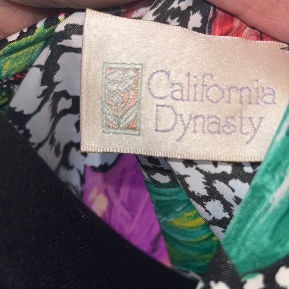 California Dynasty Vintage Satin Robe with shoulder pads floral animal print - Picture 7 of 7